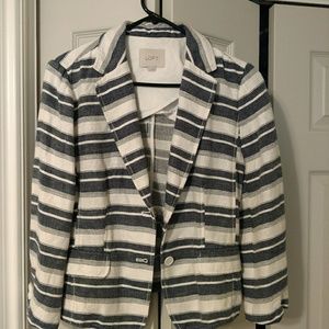 Loft Blue and White Striped Jacket Size 8